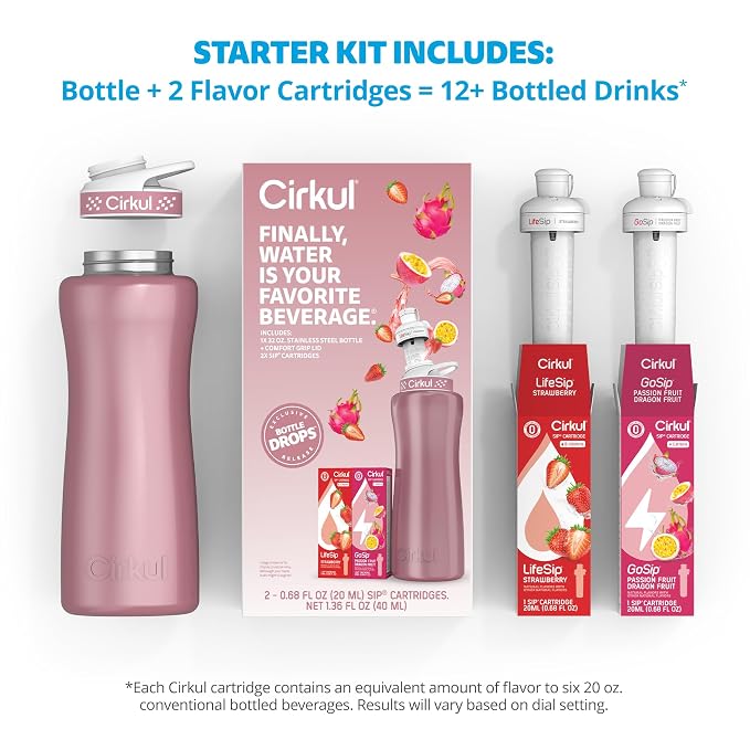 Cirkul 32oz. Rose Gold Stainless Steel Water Bottle Starter Kit - Image 2