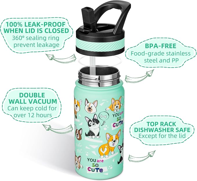 Fanhaw 14 Oz Kids Insulated Water Bottle - Image 2