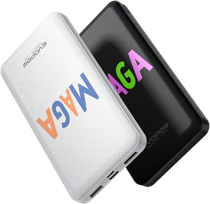2-Pack 10000mAh Portable Charger Power Bank, Ultra Slim Battery Pack, 15W USB-C by EVOPOW