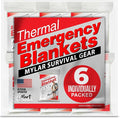 Emergency Blankets for Survival Gear and Equipment x6, Space Blanket, Mylar by MartCobra