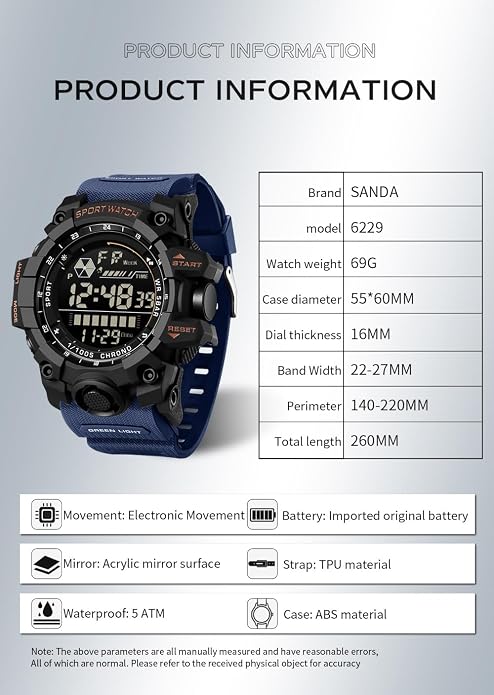 FANMIS Mens Military Multifunction Digital LED Watch Electronic Waterproof - Image 7