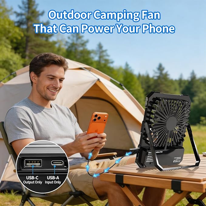 yAyusi 20000mAh Battery Powered Portable Travel Fan, Ultra-Slim 8Inch - Image 6