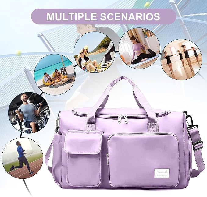Suruid Gym Bag for Women Men, Travel Duffle Bag Large Capacity Carry On - Image 7
