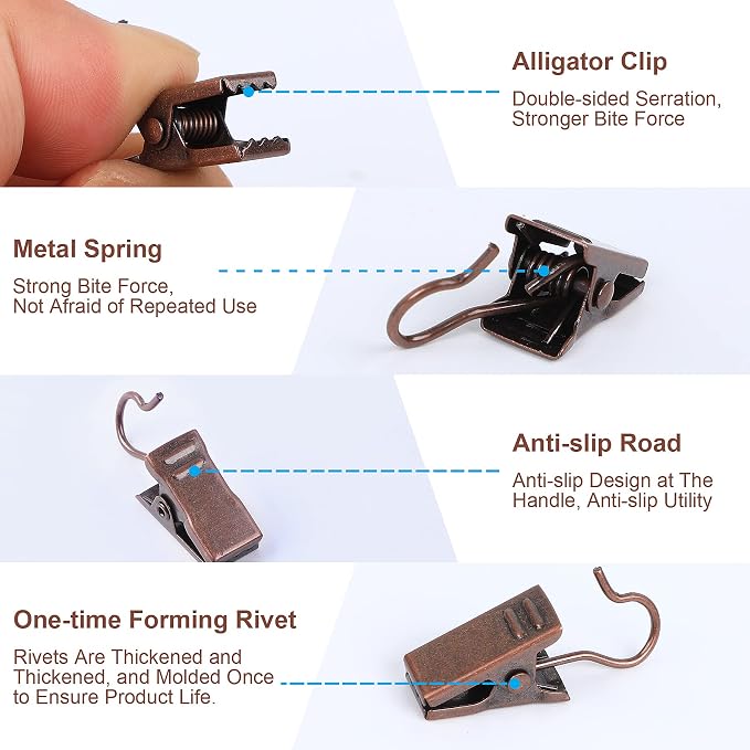 JANYUN 120 Pack Clip Hook Set Stainless Curtain Clips - Image 4