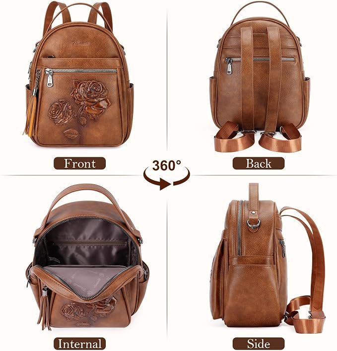 Mini Backpack Purse for Women, Embossed Leather Small Backpack Fashion Travel - Image 4