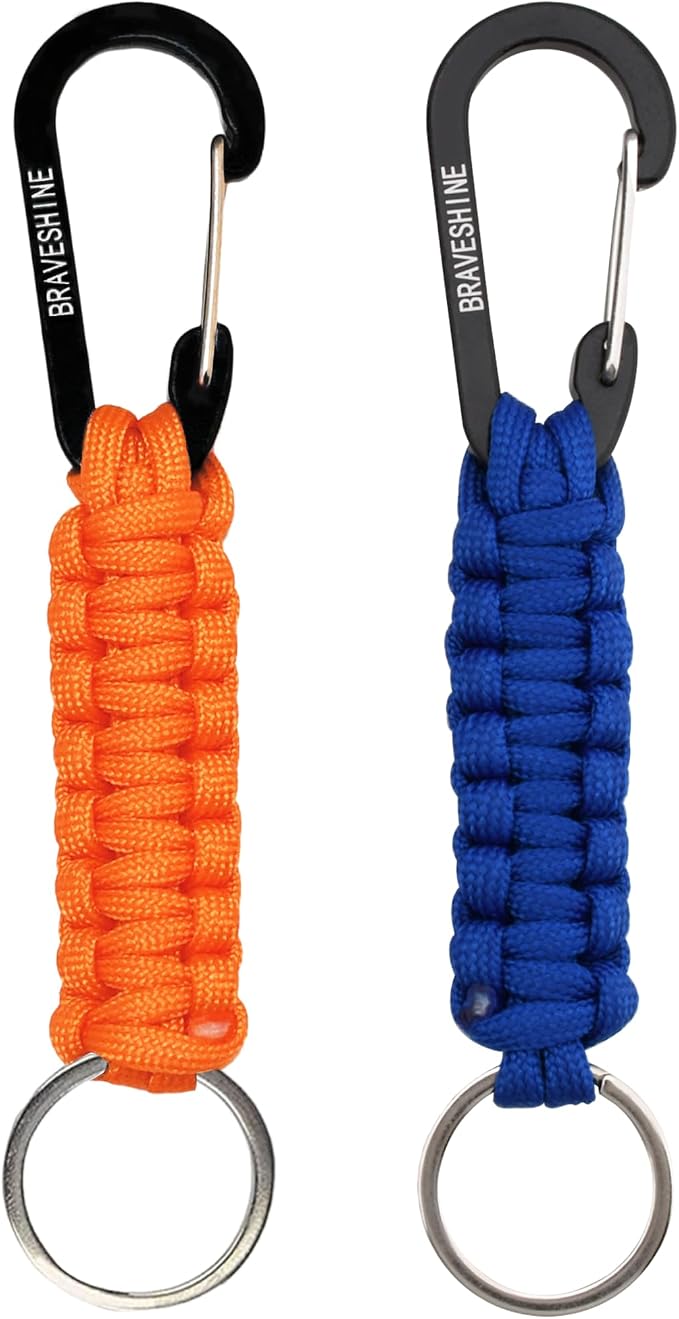BRAVESHINE Paracord Keychain Carabiner Clip, D Ring Lanyard Hanger Stroller Hook by BRAVESHINE