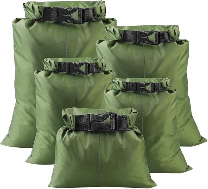 Pimoys 5 Pack Waterproof Dry Sacks, Lightweight Outdoor Dry Bags Ultimate Dry by PimoysLivingNecessities