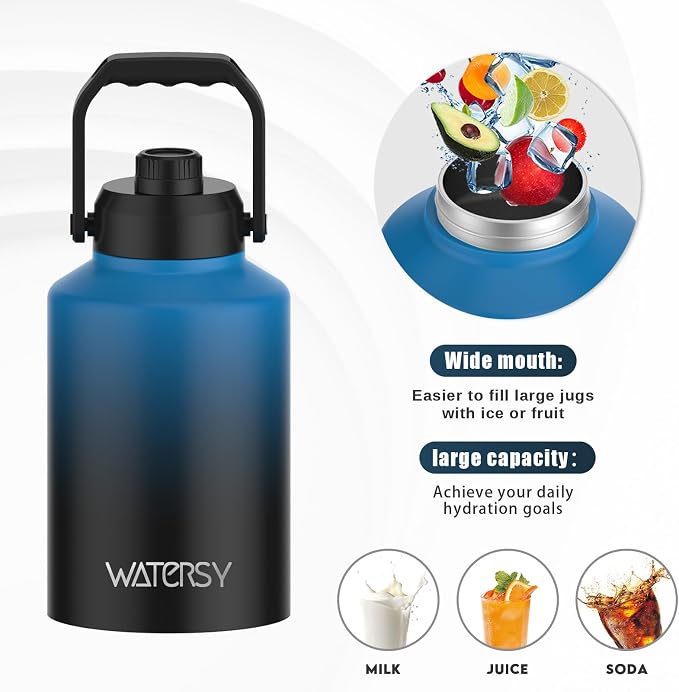 WATERSY Half Gallon Water Bottle Insulated, BPA Free&Leak Proof, 64oz Stainless - Image 5