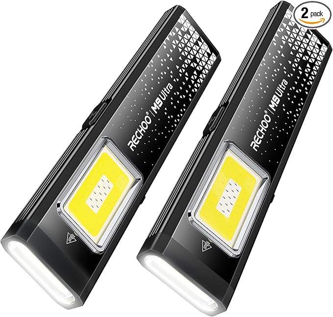 RECHOO Flat EDC Flashlight Rechargeable, 8-Mode Slim Pocket Flashlight by RECHOO