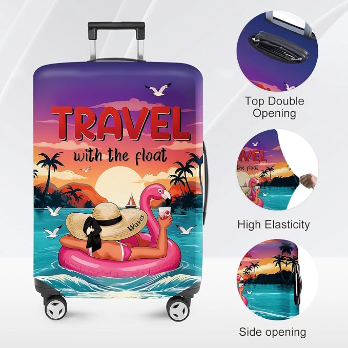 ANNA QUEEN Tropical Travel Flamingo Float Luggage Cover -Stretchable Airplane - Image 2