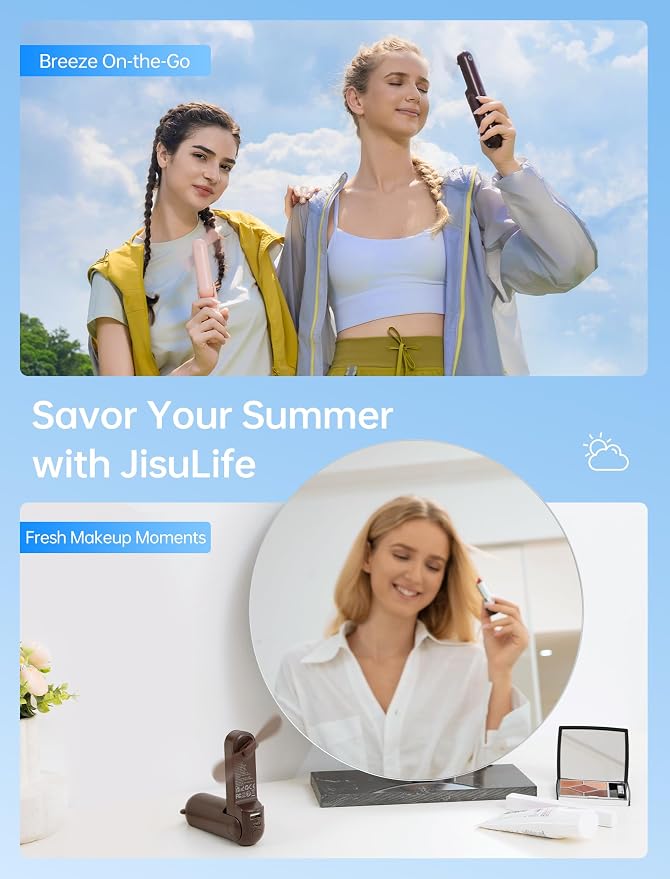 JISULIFE Handheld Mini Fan, 3 IN 1 USB Rechargeable Portable Fan - Image 6