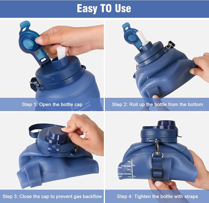 Collapsible Water Bottles, 2L/64OZ travel water bottle Bottle - Image 7
