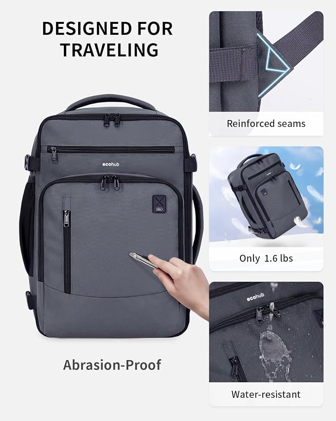 ECOHUB 17" Small Travel Backpack, United Airlines Personal Item Bag 17x10x9 - Image 6