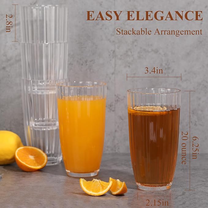 Acrylic Clear Highball Plastic Cups | Plastic Reusable Tumblers 20oz | - Image 3