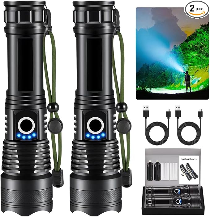 LNRYY Flashlights High Lumens Rechargeable, Super Bright Flashlight, 5Mode by LNRYY