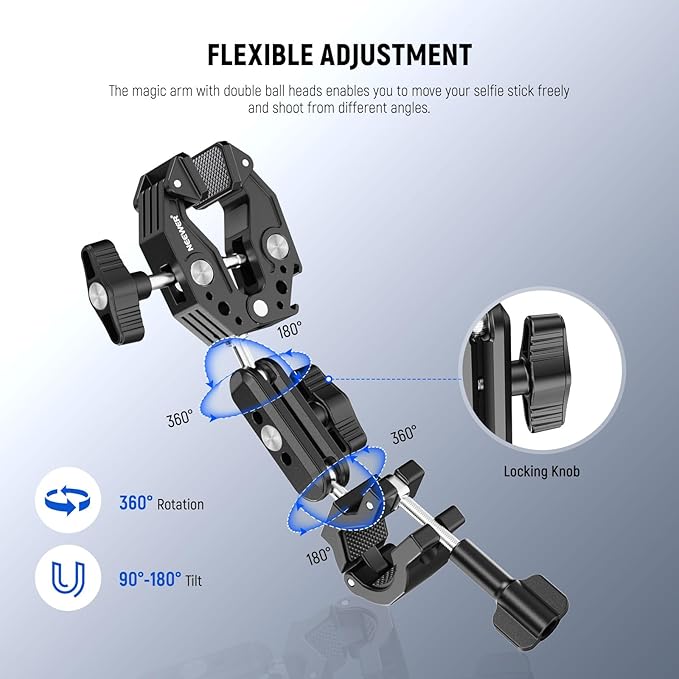 NEEWER Motorcycle Camera Mount Kit, Bicycle Handlebar Invisible Selfie Stick - Image 4