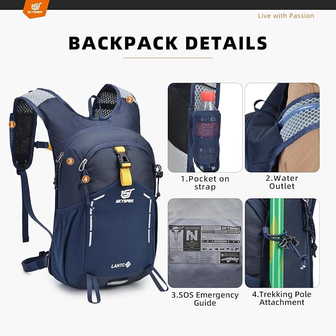 SKYSPER Small Hiking Backpack - 25L Travel Daypack Lightweight Bag Water - Image 4