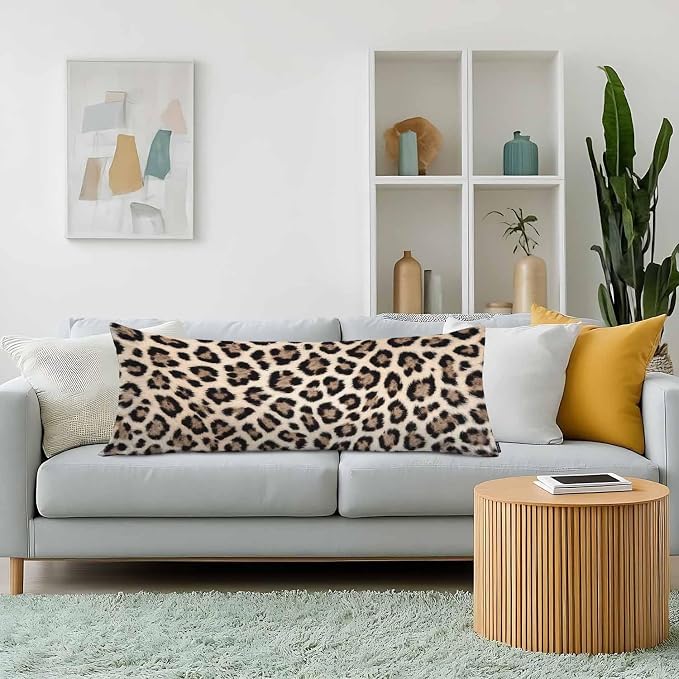 Body Pillowcases with Zipper Leopard Print Cozy Body Pillow Covers Cushion - Image 2