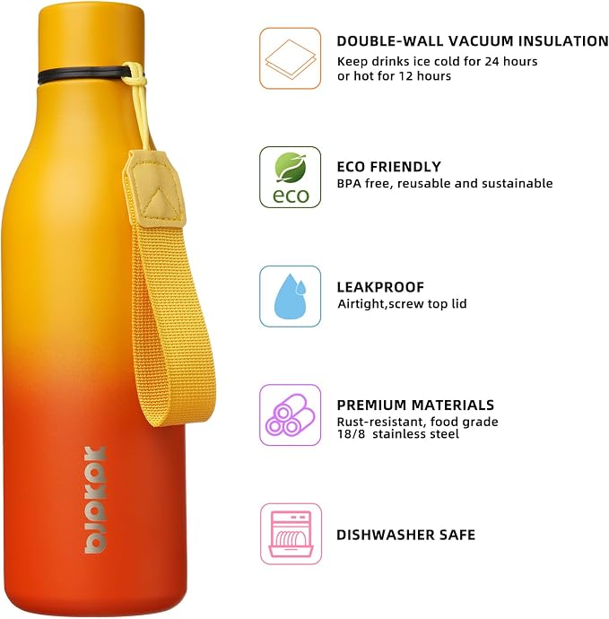 BJPKPK Insulated Water Bottles, 18 oz Stainless Steel Metal Water Bottle - Image 2