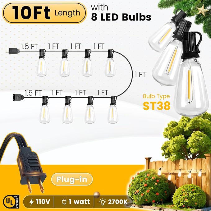 10FT Outdoor String Lights - Image 5
