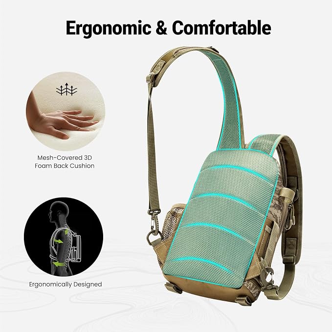 Piscifun Fishing Backpack with Rod Holder, Lightweight Sling Bag Storge Gear - Image 4