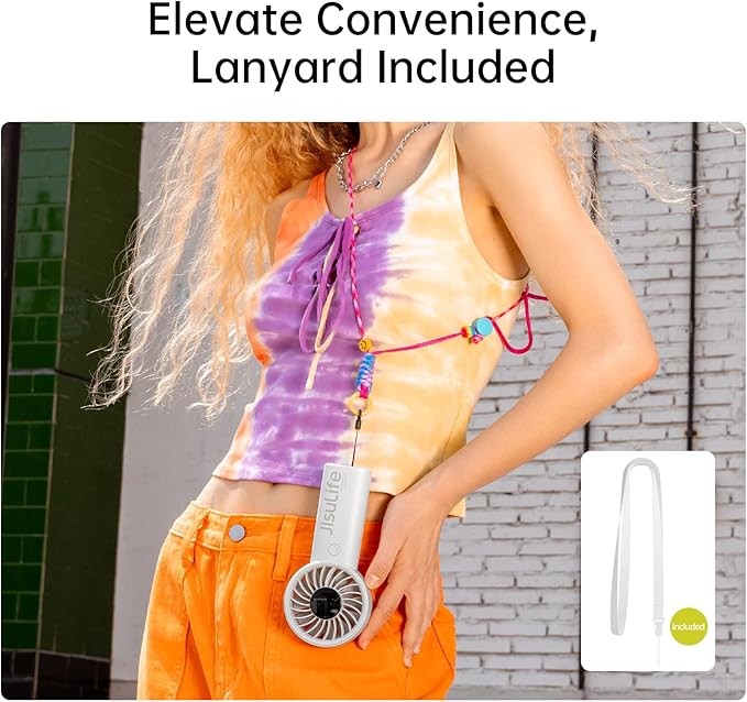 JISULIFE Handheld Portable Fan, Stronger and Longer-Lasting: 5 Speed, 3600mAh - Image 5