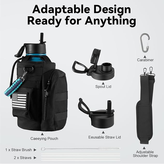 KXIAOCHEN Insulated Water Bottle, Stainless Steel Water Bottle, 2 Lids - Image 4