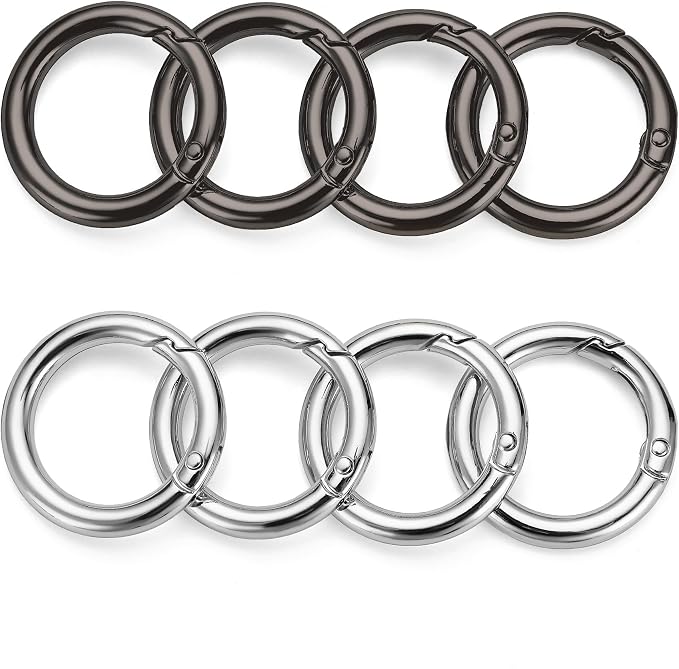 Gkeygo Key Ring Clip, 1 Inch Keychain Rings, 8 Pack Round Carabiner Clip - Image 7