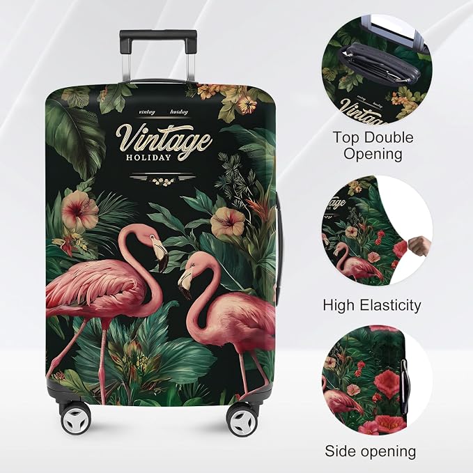 ANNA QUEEN Tropical Pink Flamingos Travel Luggage Cover -Stretchable Airplane - Image 2