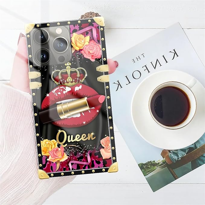 Compatible with iPhone 13 Pro Case, Queen Lip Crown Leopard Print Luxury Golden - Image 7