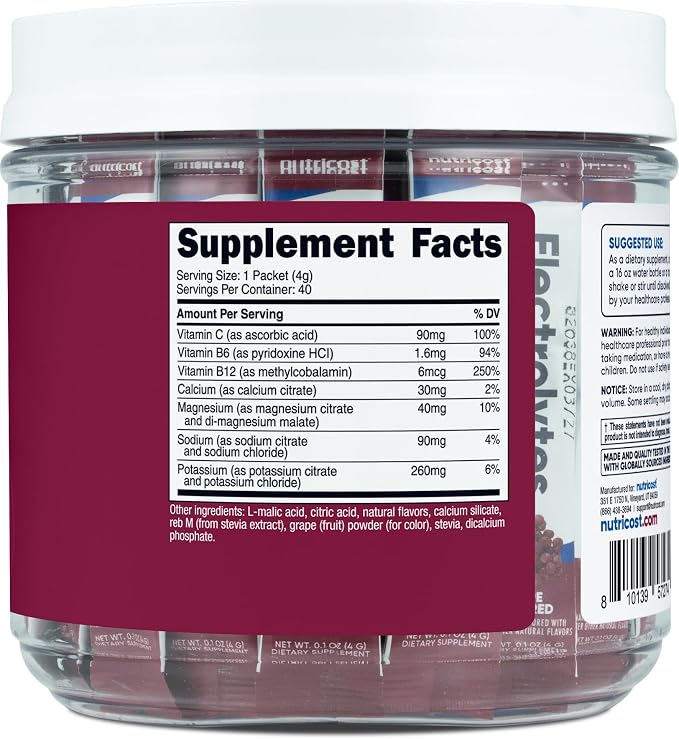 Nutricost Electrolytes Complex, Grape Flavored, 40 Stickpacks - Image 5