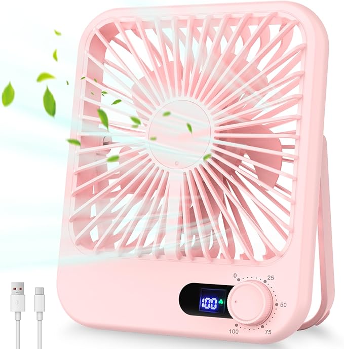 Portable Fan Rechargeable, Small Desk Fan Quiet, 180°Tilt Adjustable Personal by Cooperwin