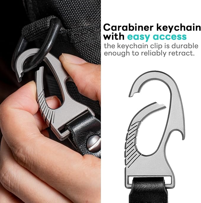 TISUR Titanium Carabiner Keychain Clip, Anti-Lost Key Ring Holder, Self-Locking - Image 3