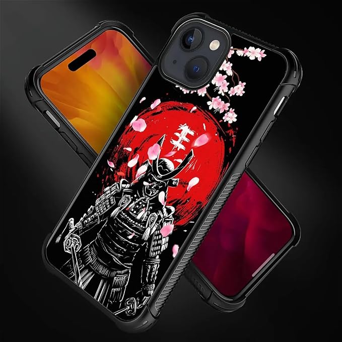 for iPhone 15 Plus Case, Sakura Japanese Samurai Pattern Graphic Design Girl - Image 4