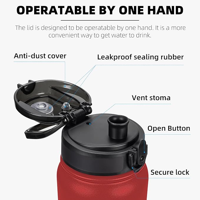 Fanhaw 32 oz Insulated Stainless Steel Water Bottle - Image 2