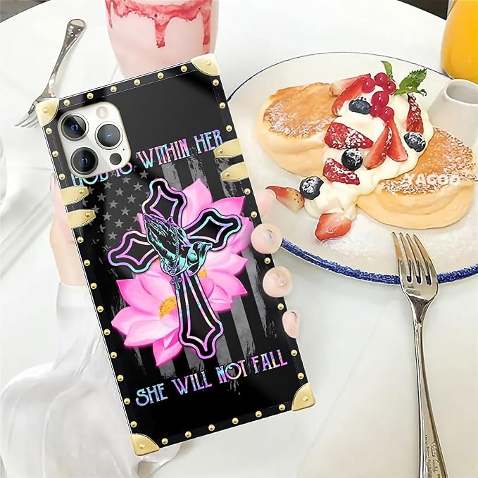 Compatible with iPhone 12 12 Pro Case, Praying Cross Hands Luxury Golden - Image 5