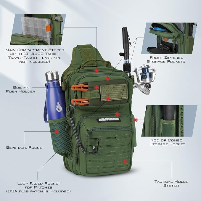 KastKing BlowBak Tactical Sling Tackle Bag-Lightweight Fishing Backpack Storge - Image 4