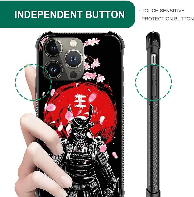 for iPhone 14 Pro Case, Sakura Japanese Samurai Pattern Graphic Design Girl Boy - Image 3