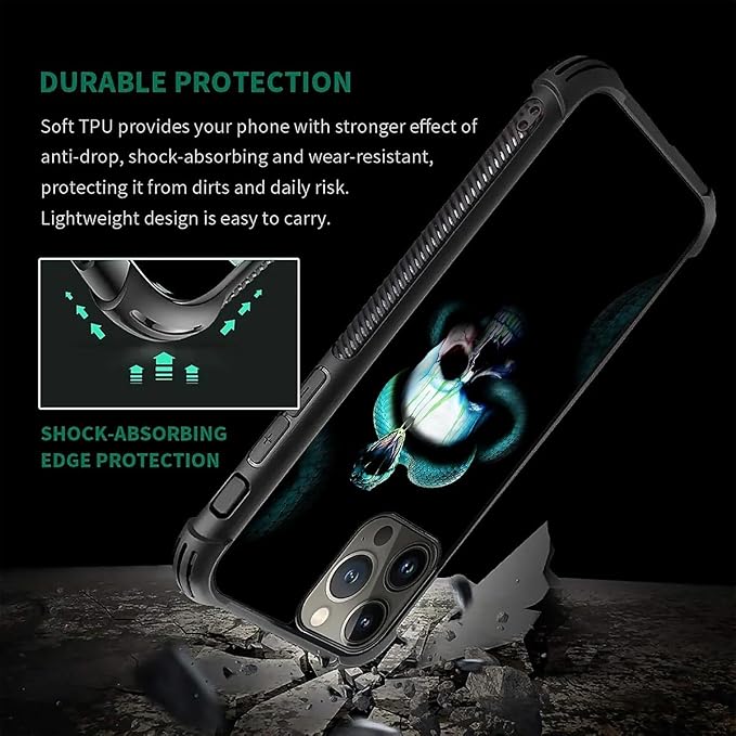 for iPhone 16 Pro Case, Skeleton Winding Snake Pattern Graphic Design Girl Boy - Image 7
