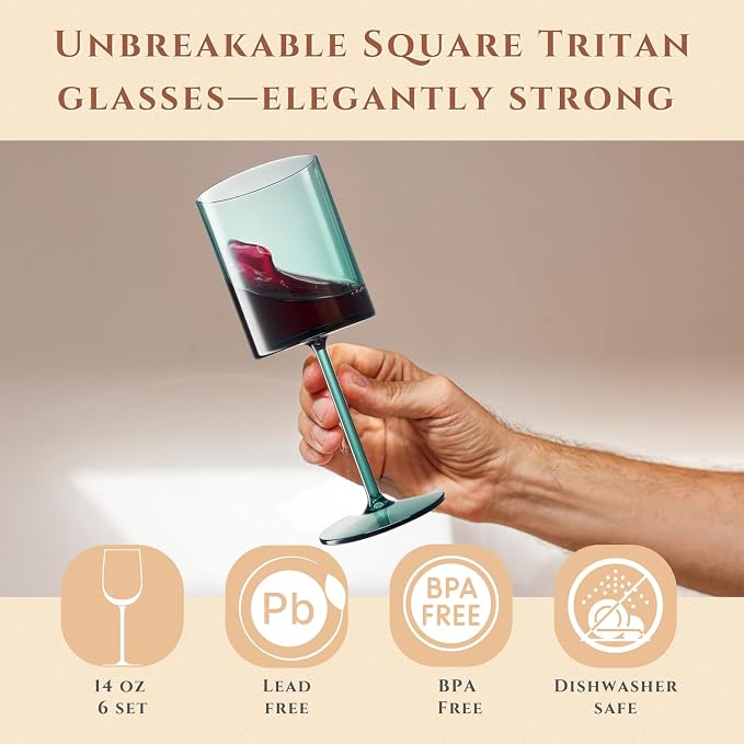 Unbreakable Stemmed Square Tritan Acrylic Floating Wine Glasses European Style - Image 3