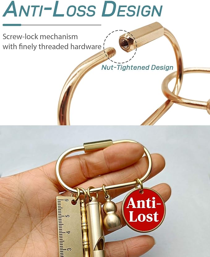 Brass Gold Carabiner Clip for Keys - Image 4