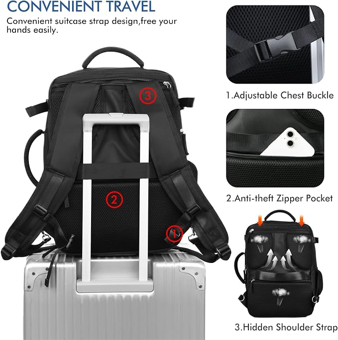 Beraliy Travel Backpack for Men Women, Carry On Backpack, 16 Inch Laptop - Image 5