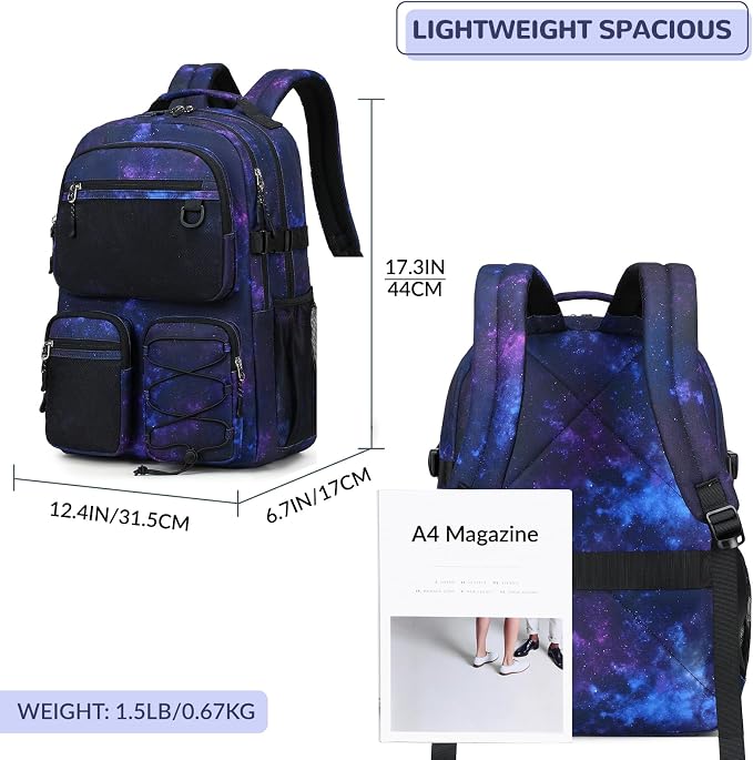 Lohol Multi-Pocket Backpack for Travel College, Heavy Duty Big Bookbag - Image 3