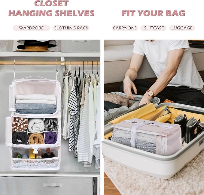 Surblue Hanging Shelves Travel Storage Bag Compression Packing Cube - Image 2