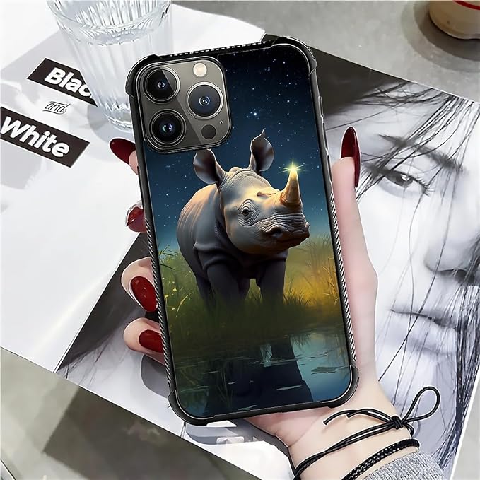 for iPhone 16 Pro Case, Rhino Water Marshes Pattern Graphic Design Girl Boy - Image 7