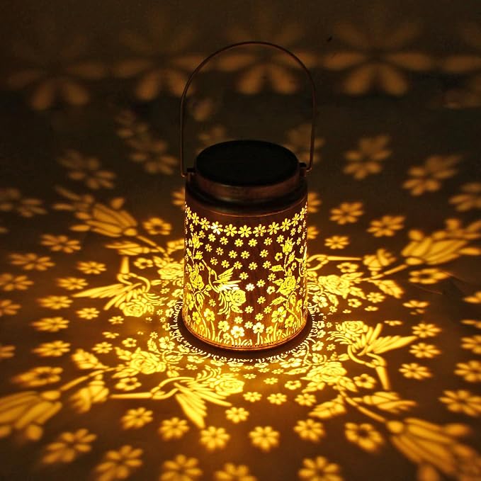 2 Pack Solar Lanterns Outdoor Waterproof Hummingbird Garden Decor Gift - Image 2