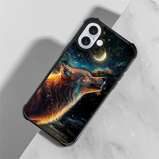 for iPhone 16 Plus Case, Star Cave Hungry Wolf Pattern Graphic Design Girl Boy - Image 3