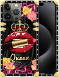 Compatible with iPhone 16 Pro Max Case, Queen Lip Crown Leopard Print Luxury by Unknown