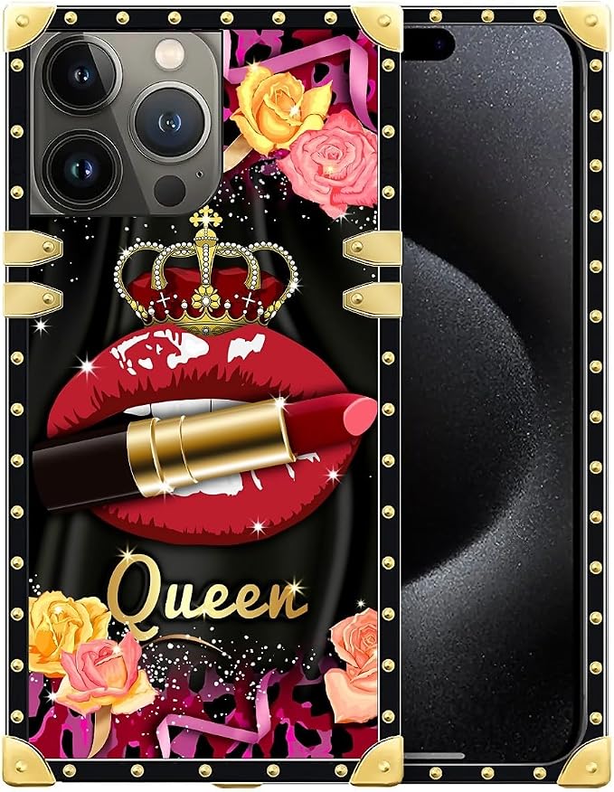 Compatible with iPhone 16 Pro Max Case, Queen Lip Crown Leopard Print Luxury by Unknown