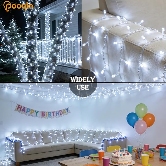 Cool White String Lights Outdoor Christmas Decoration, 66 ft 200 LED Christmas - Image 5
